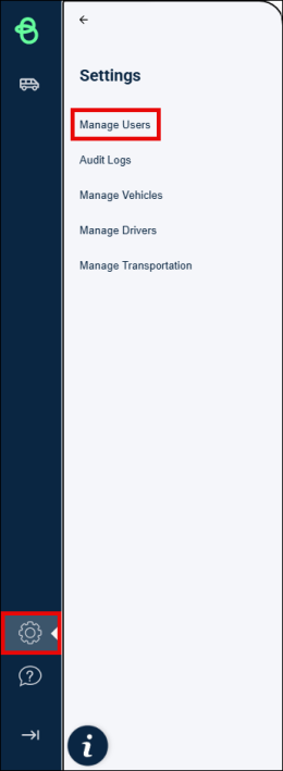 manage users navigation from Settings